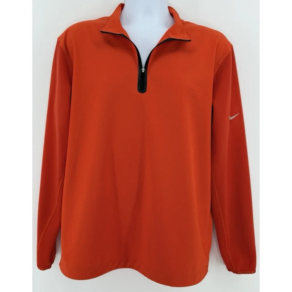 Nike Golf‎ 1/4 Zip Pullover Men M Orange Dri Fit Tour Performance